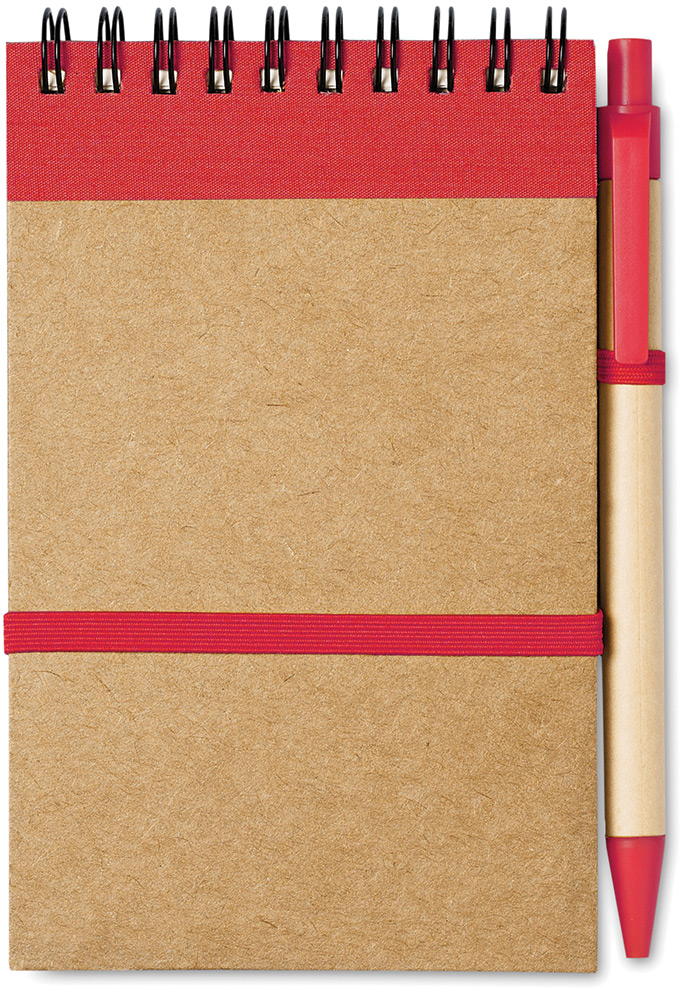 245218-EC Set uredski SONORA notes reciklirani i kem.ol. biorazgradiva natur crveni