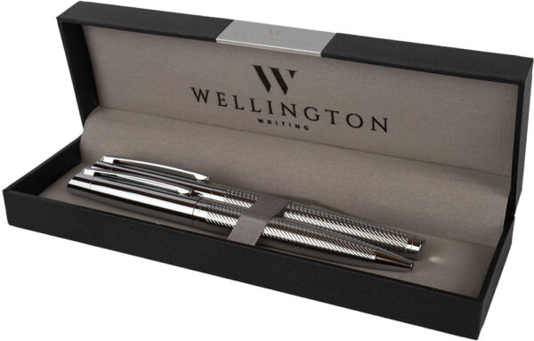 247569-EC Set pisaći Wellington Liberty ol.kem i roler srebrni u poklon kutiji