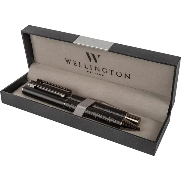 247581-EC Set pisaći Wellington Infinity ol.kem. I naliv pero u poklon kutiji crni