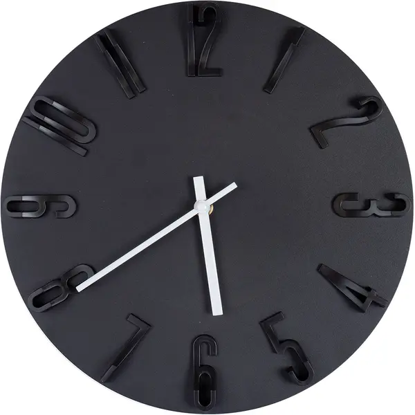 247607-EC Sat zidni Virrat 30 cm crni s 3D brojevima