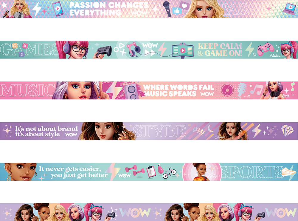 246957-EC Selotejp ukrasni washi WOW Generation sa stalkom, sort P24/48