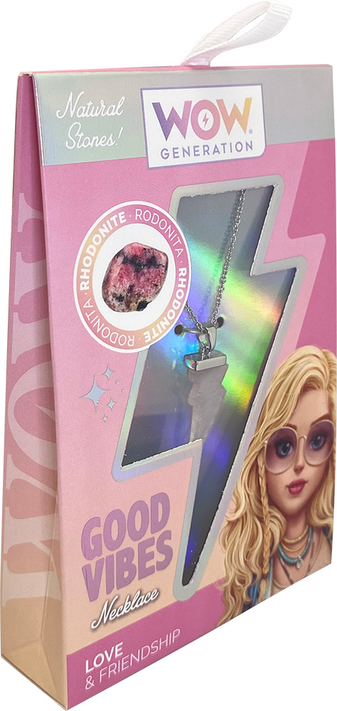 246998-EC Ogrlica s privjeskom od dragog kamena WOW Generation Good Vibes, sort P6/36