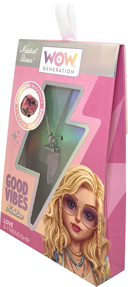 246998-EC Ogrlica s privjeskom od dragog kamena WOW Generation Good Vibes, sort P6/36