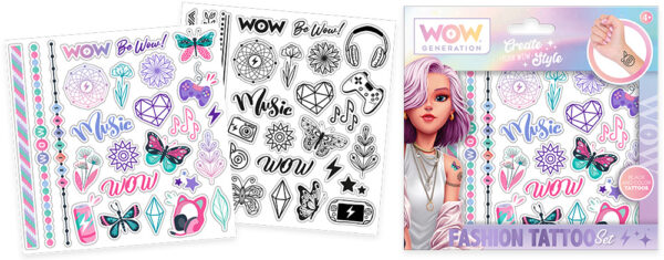 Tetovaže privremene WOW Generation 50kom u boji i crno bijele, P24/48