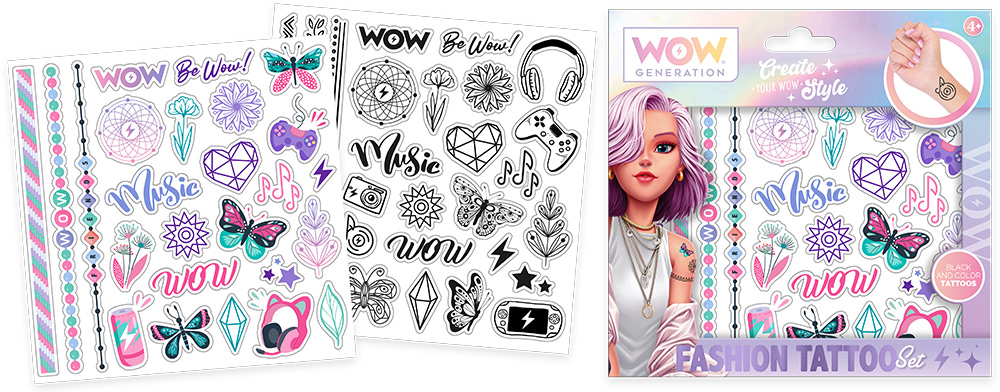247008-EC Tetovaže privremene WOW Generation 50kom u boji i crno bijele, P24/48