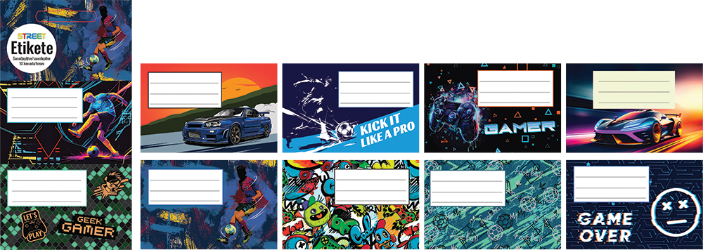 213285-EC Naljepnice za bilježnice STREET KID BOYS 10 kom bls P24/240/960