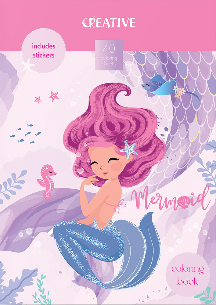 236175-EC Bojanka za djecu Creative FAIRYTALE MERMAID sa naljepn. 21x30cm 75299 P24
