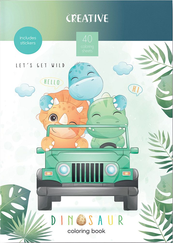236177-EC Bojanka za djecu Creative ADVENTURE DINOSAUR sa naljepn. 21x30cm 75296 P24