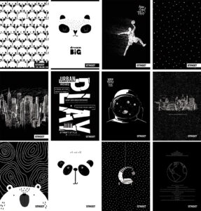 239593-EC Bilježnica A4/B Street BLACK&WHITE 54l 63483 P10/60 NETTO