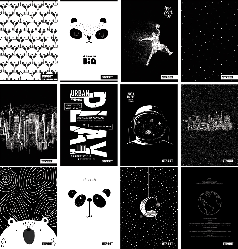 239593-EC Bilježnica A4/B Street BLACK&WHITE 54l 63483 P10/60 NETTO