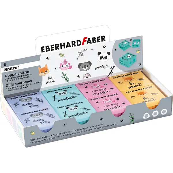 248658-EC Šiljilo plastično 2 rupe EBERHARD FABER Animal sort P8