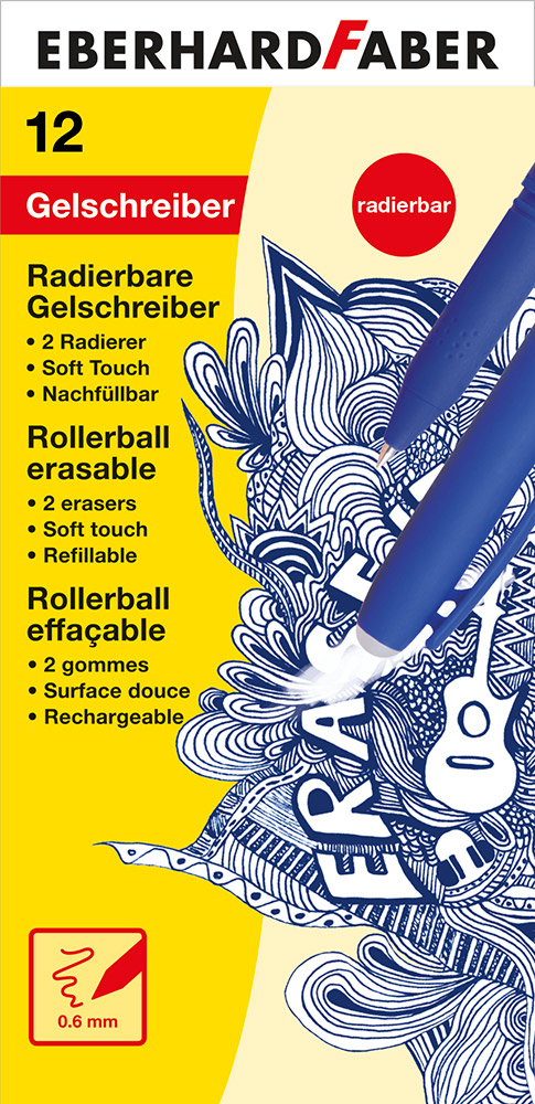 248665-EC Gel pen 0,7 piši briši EBERHARD FABER Erase it! plava P12