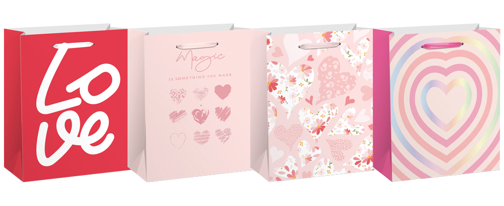 220872-EC Vrećica M exclusive hearts hot stamp folija 18x23x10cm 75131 P12/240