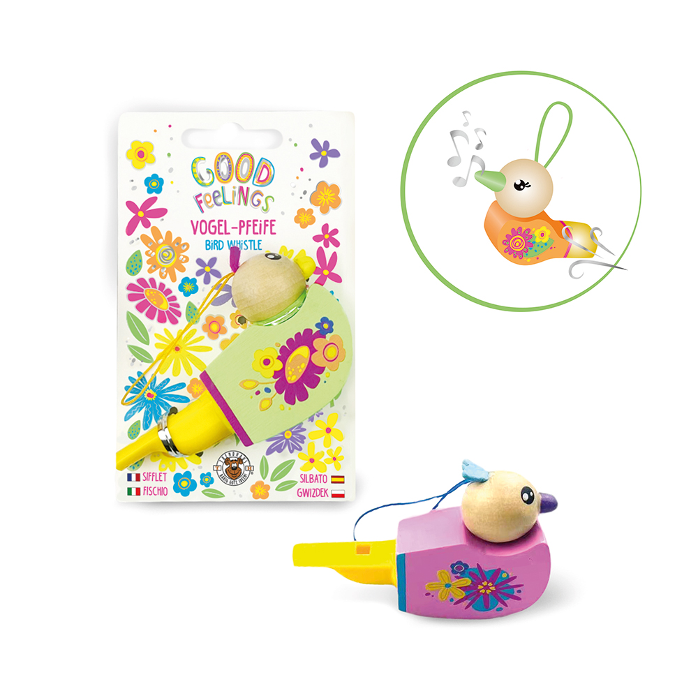 246445-EC Zviždaljka drvena ptica HAPPY FLOWERS sort P12/144 NETTO
