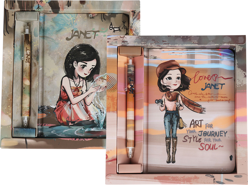 247154-EC Poklon set Janet: notes A5 + ol.kem P28/56