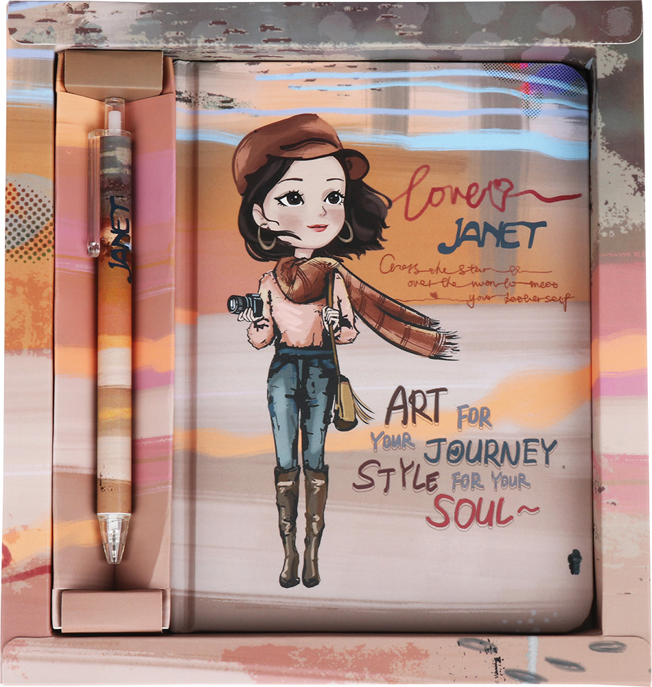 247154-EC Poklon set Janet: notes A5 + ol.kem P28/56