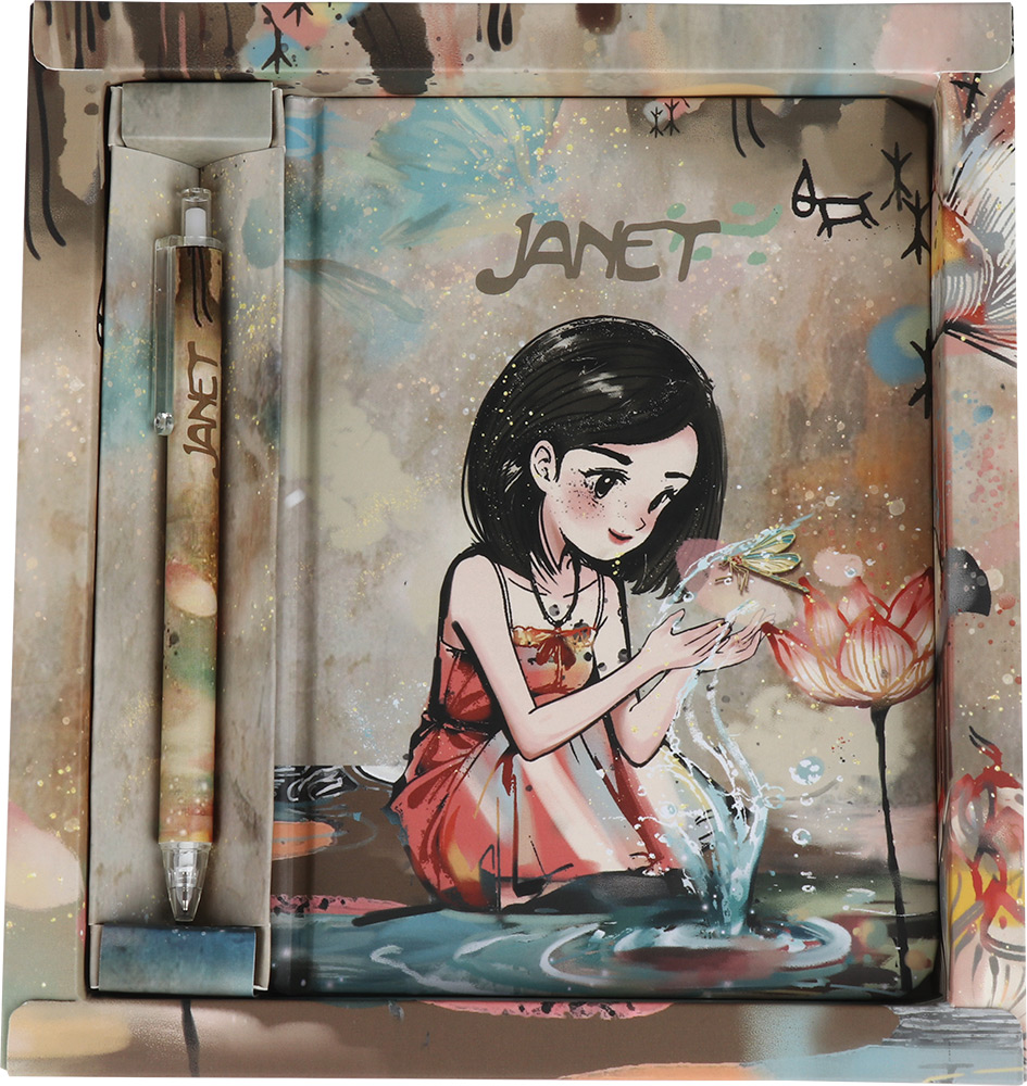 247154-EC Poklon set Janet: notes A5 + ol.kem P28/56