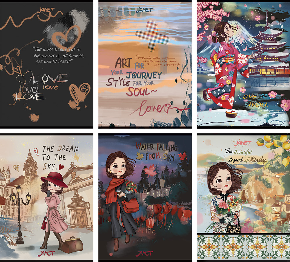 247718-EC Bilježnica A4/K Janet 42L, gliteri/UV P10/60