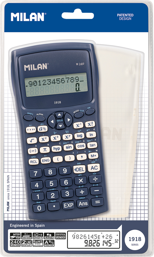 248856-EC Kalkulator MILAN M240 znanstveni 430 since 1918, plavi bls P10/20