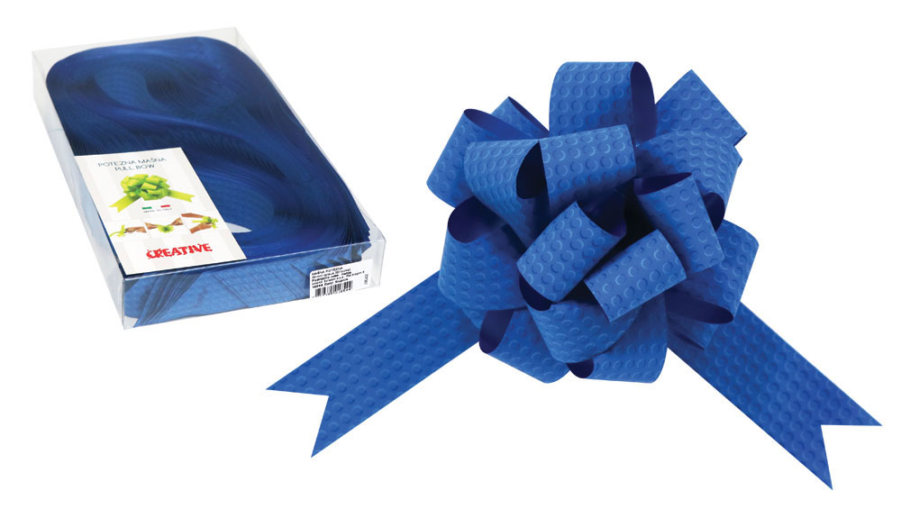 231367-EC Mašna potezna 30mm plava 3D točkama 30 kom u pvc kutiji