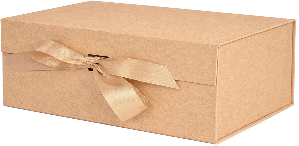 249003-EC Kutija poklon sklopiva karton.magnet. natur s mašnom 29x22x10 cm 775190 P25