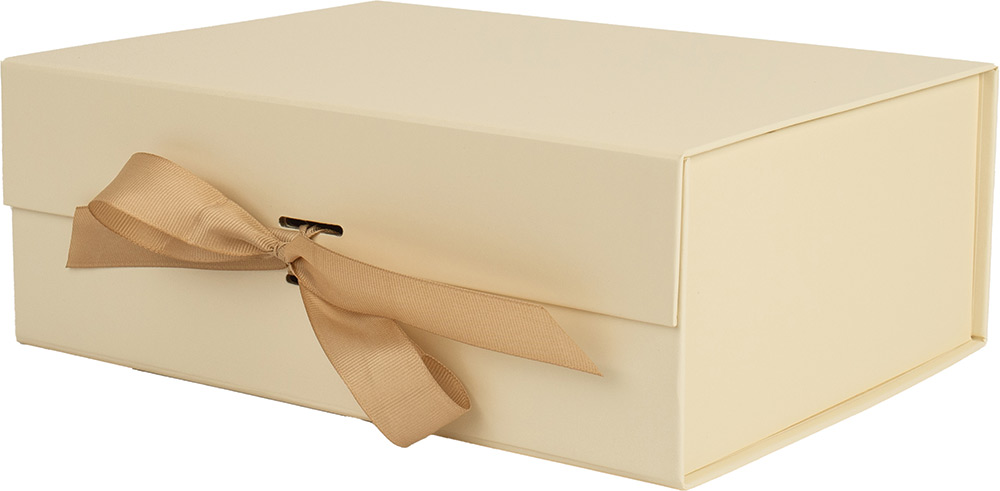 249092-EC Kutija poklon sklopiva karton.magnet. beige s mašnom 29x22x10 cm 775183 P25