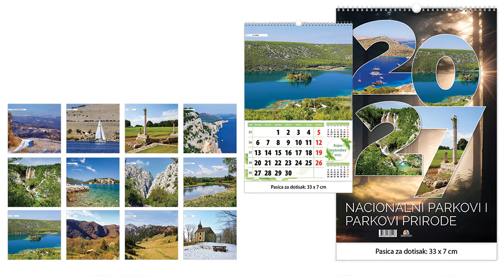 203092-EC Kalendar NACIONALNI PARKOVI 13L 33x48+7,spirala, s vrećicom P25 JANP 2026