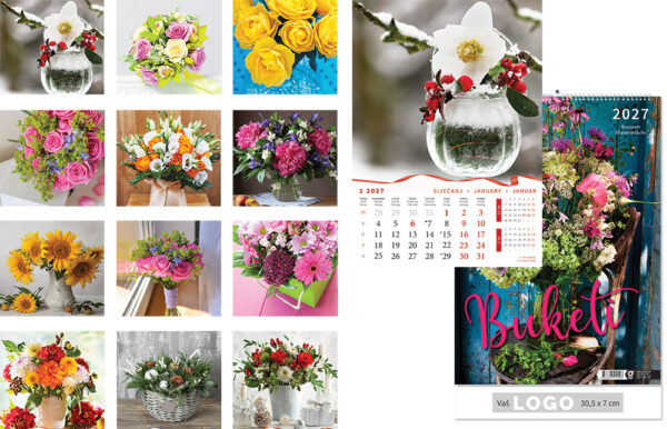 217304-EC Kalendar BUKETI 13L 30,5x43+7, spirala P50 OG* 2027