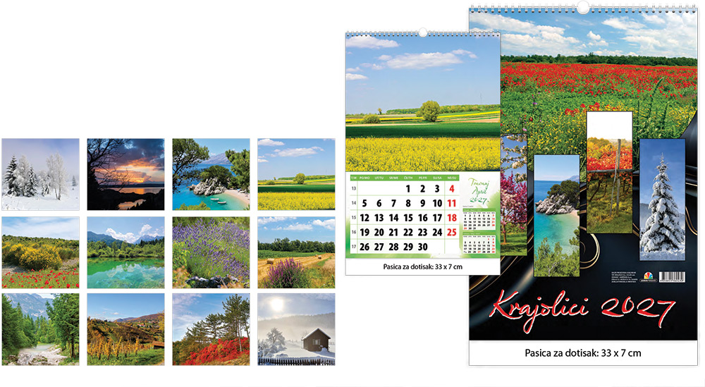 219276-EC Kalendar KRAJOLICI 13L 33x48+7, spirala, s vrećicom P25 JANP 2026