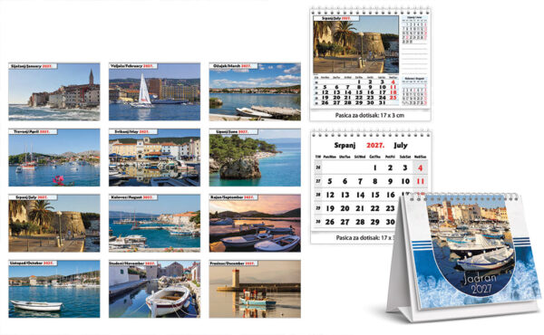 222889-EC Kalendar stolni JADRAN 13L 17x14+3 spirala P100 JANP 2026