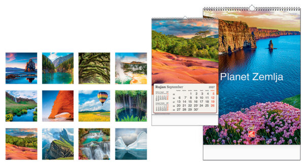 222906-EC Kalendar PLANETA ZEMLJA 13L 33x48+7, spirala P25 KL 2027