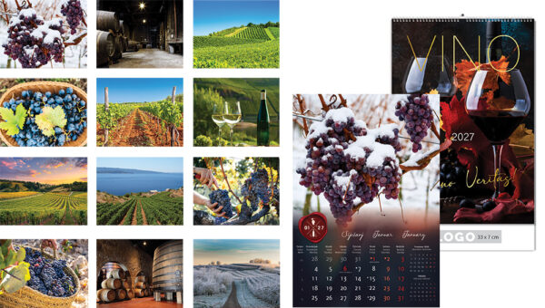 226476-EC Kalendar VINO 13L 33x48+7, spirala P40 OG 2027