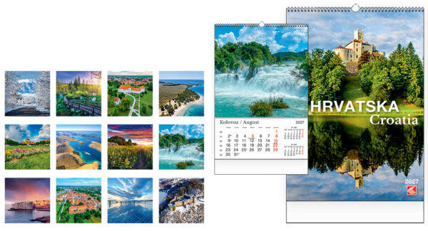 226500-EC Kalendar HRVATSKA CROATIA 13L 33x48+7, spirala P25 KL 2027