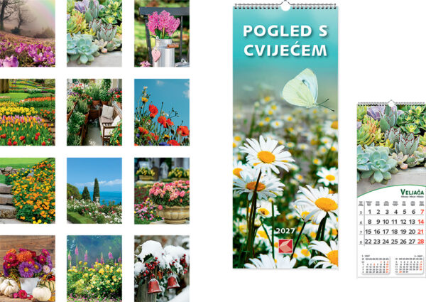 226510-EC Kalendar POGLED S CVIJEĆEM 13L 16,5x42+7, spirala P50 KL 2027