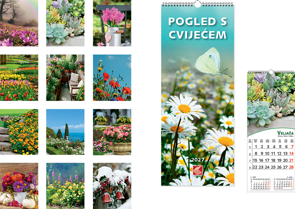 226510-EC Kalendar POGLED S CVIJEĆEM 13L 16,5x42+7, spirala P50 KL 2027