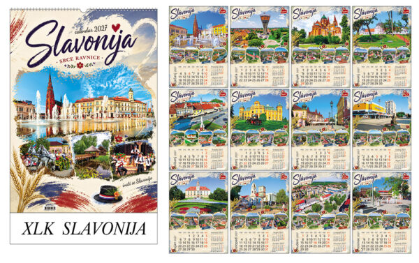 237510-EC Kalendar SLAVONIJA 13L 32x43+7 s vrećicom P20 XLK-TMR 2027