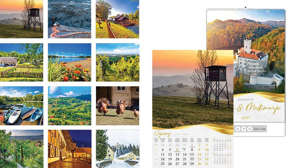 238796-EC Kalendar BAJKOVITO ZAGORJE I MEĐIMURJE 13L 33x48+7, spirala P40 OG 2027