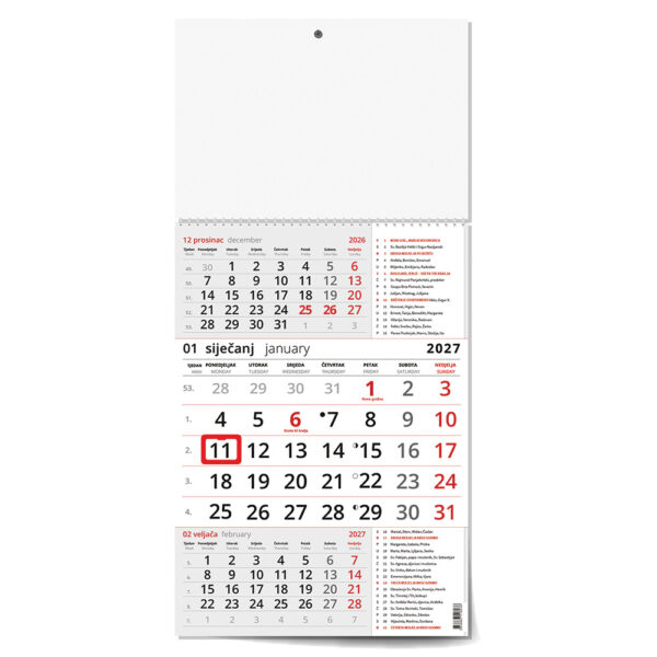 240420-EC Kalendar trodijelni POSLOVNI KATOLIČKI crveni 12L 29,5x42+20, P50 OG 2026
