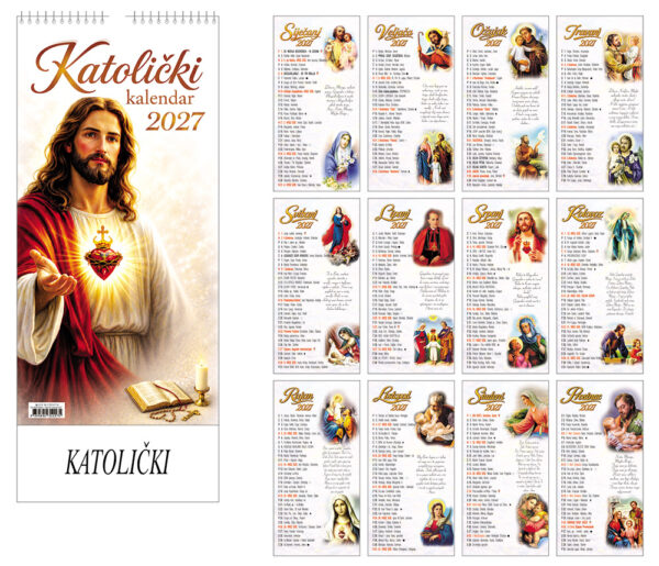 242471-EC Kalendar KATOLIČKI 13L 15,5x31,5+7 P20 TMR 2027