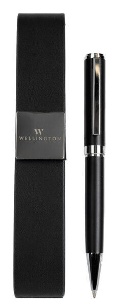 Set pisaći Wellington Hastur kemijska olovka i PU etui crni