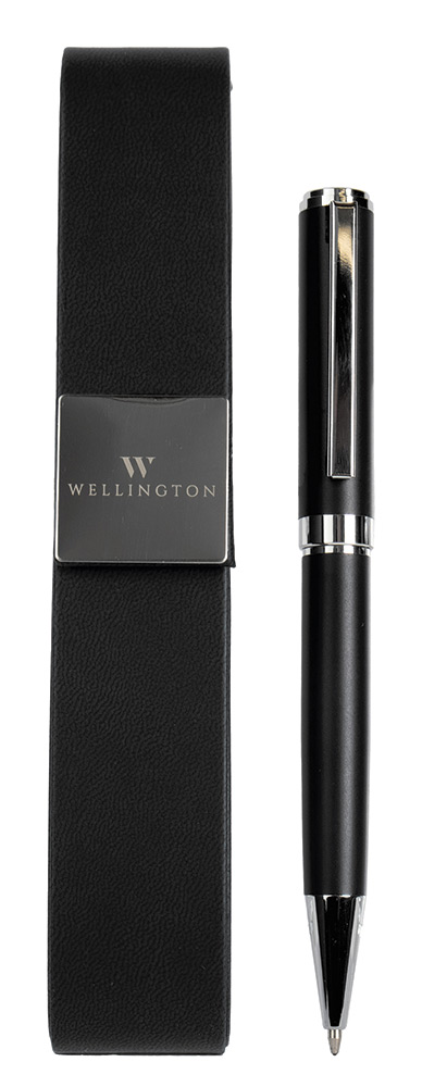 249615-EC Set pisaći Wellington Hastur kemijska olovka i PU etui crni