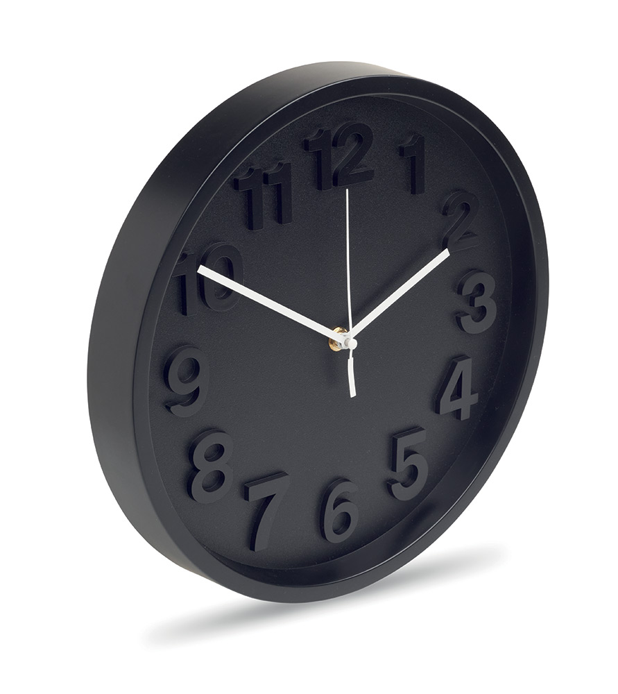 249661-EC Sat zidni Muro od polipropilena s alu kazaljkama crni fi 30 cm