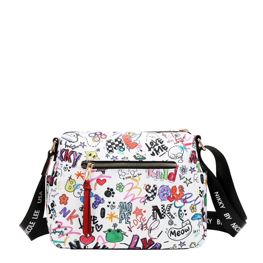 249131-EC Torba fashion NIKKY Just for fun White FW26 28x22,5x9,5cm NK13146-JFF-WH P12